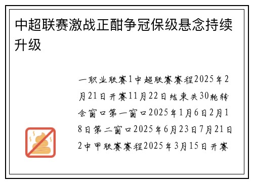 中超联赛激战正酣争冠保级悬念持续升级